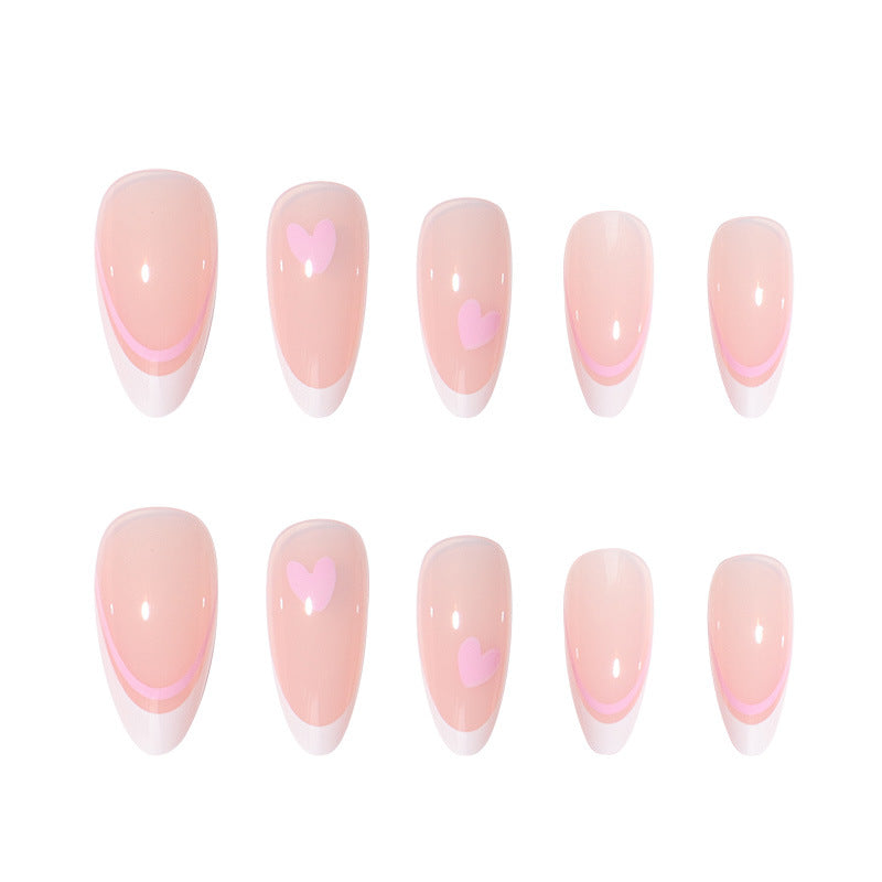 Wholesale Valentine's Day Pink Love Drops Almond Nail Manicure Patch